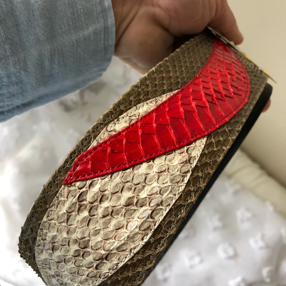 Judith Leiber ‘80’s Python Art Deco Vintage Wide Belt sz: S - Picture 7 of 16